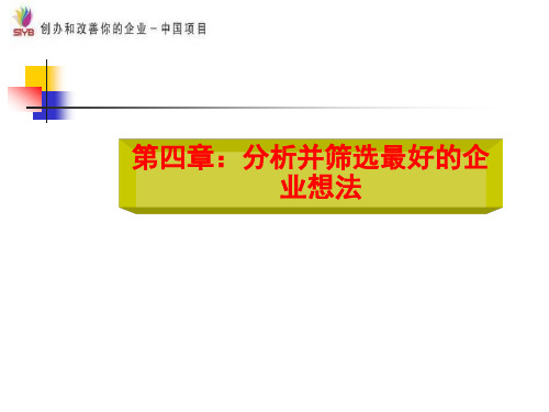 第四章分析并筛选最好的企业想法