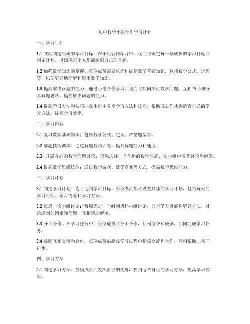 初中数学小组合作学习计划