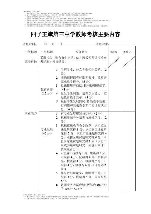 乌兰察布市中小学教师考核主要内容 (1)