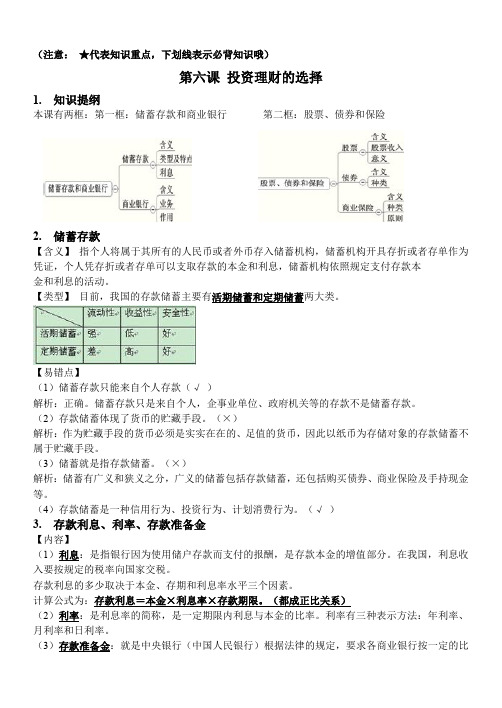 第六课高一上学期政治第六课复习知识点汇总