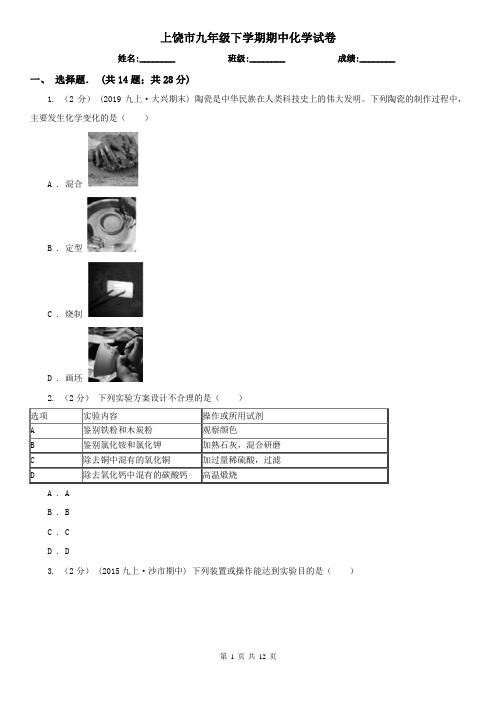 上饶市九年级下学期期中化学试卷