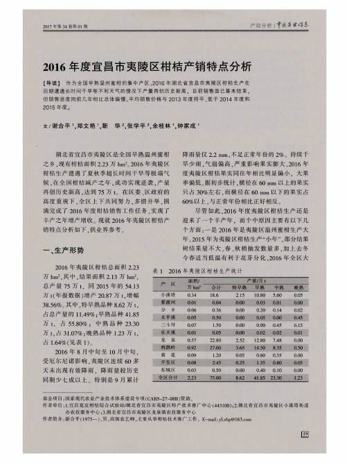 2016年度宜昌市夷陵区柑桔产销特点分析