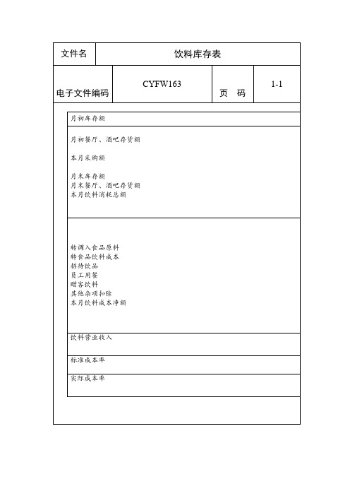 饮料库存表(表格模板、doc格式)