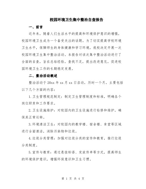 校园环境卫生集中整治自查报告