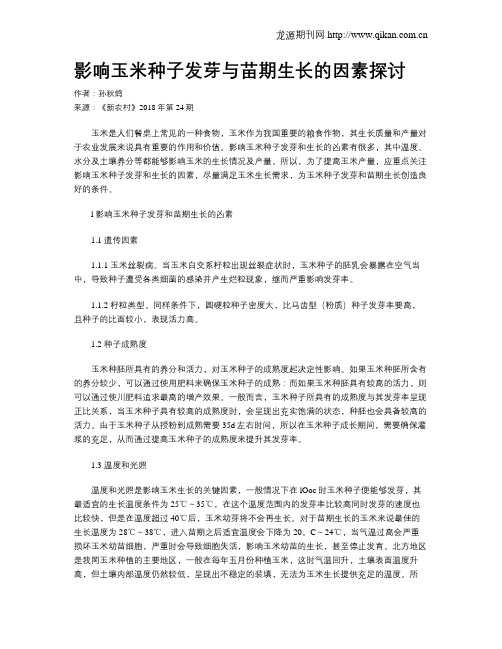 影响玉米种子发芽与苗期生长的因素探讨