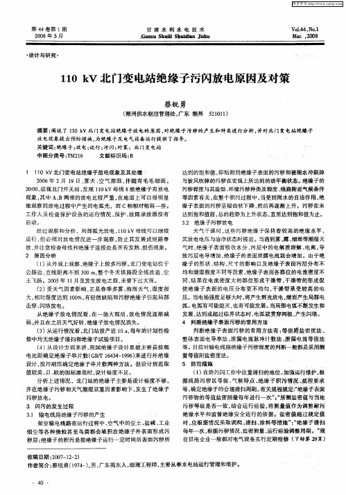 110kV北门变电站绝缘子污闪放电原因及对策