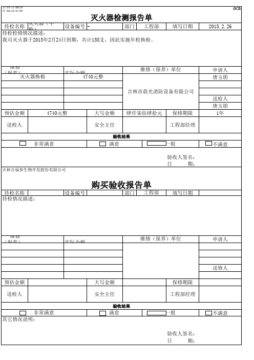 灭火器年检报告单