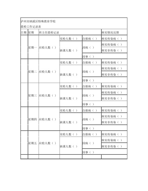 晨检工作记录表