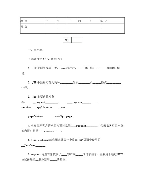 《Jsp程序设计》试卷