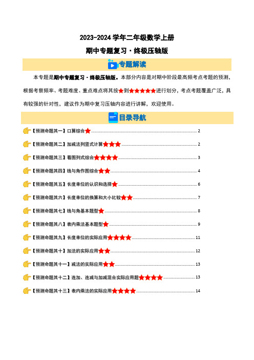 期中专题复习-终极压轴版-2023-2024学年二年级数学上册(解析版)人教版