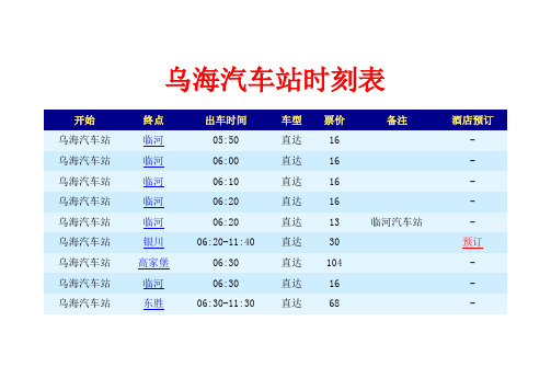 乌海汽车站时刻表