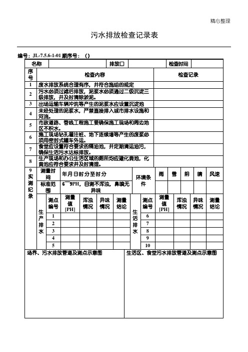 污水排放检查记录表格模板