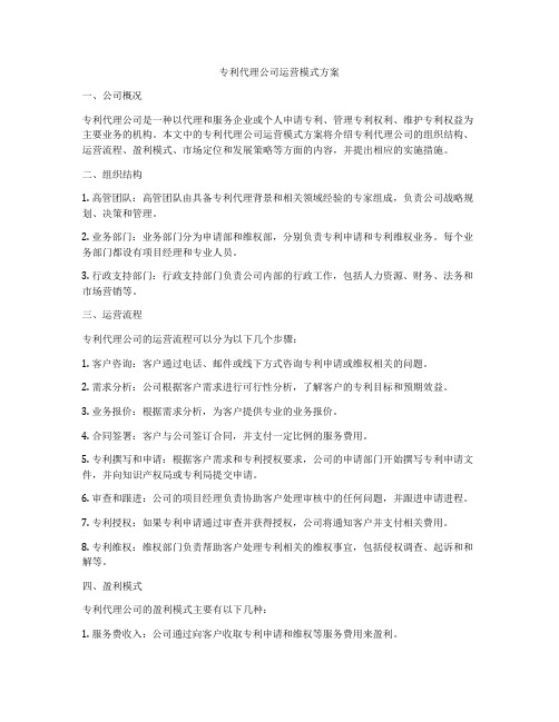 专利代理公司运营模式方案