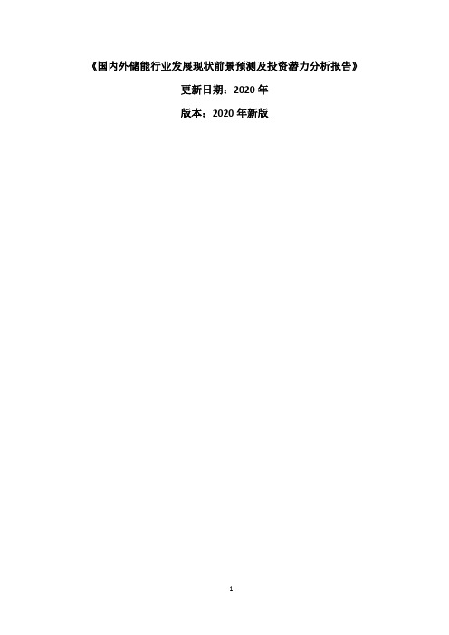 国内外储能行业发展现状前景预测及投资潜力分析报告报告2020-2025