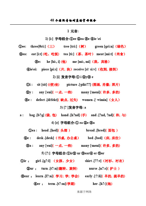 48个国际音标对应的字母组合及例词(WORD可打印版) (2)