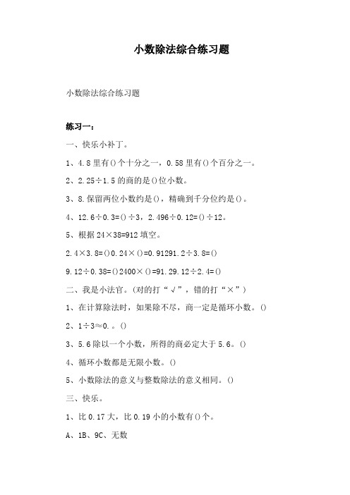 小数除法综合练习题