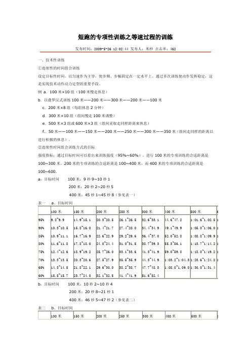 短跑的专项性训练之等速过程的训练