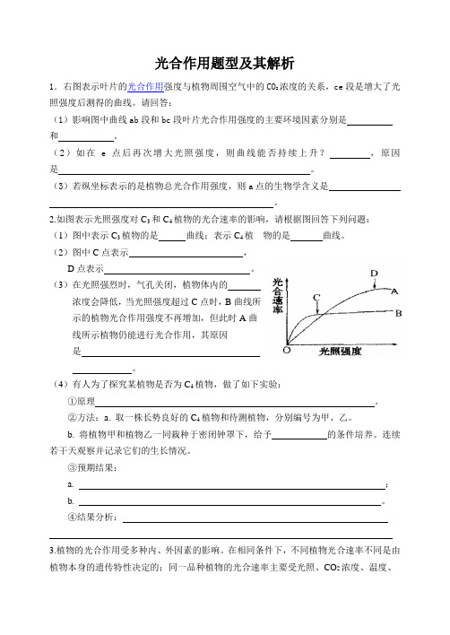 光合作用题型及其解析