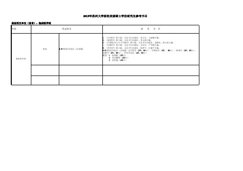 2019苏州大学硕士招生024-025各附属医院参考书目