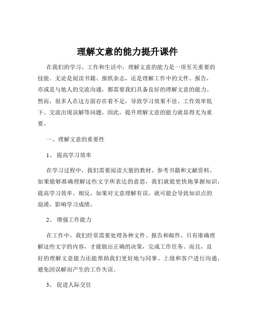 理解文意的能力提升课件