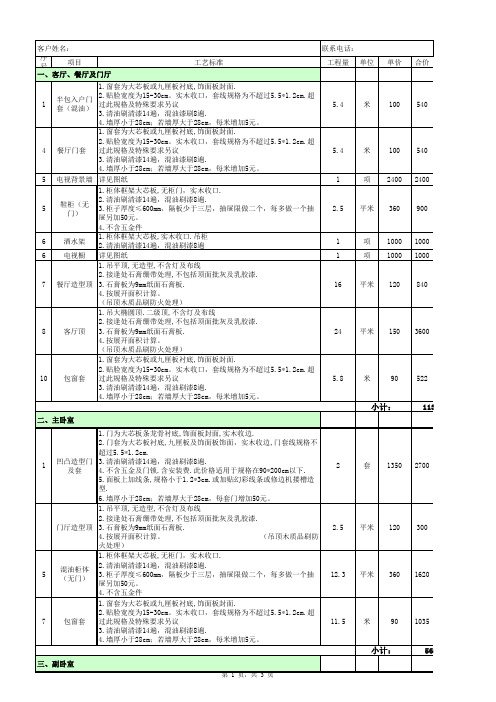 2013装饰报价清单