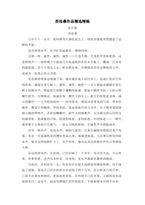 2020年高考语文二轮文学类文本专题复习--苏沧桑作品精选精练