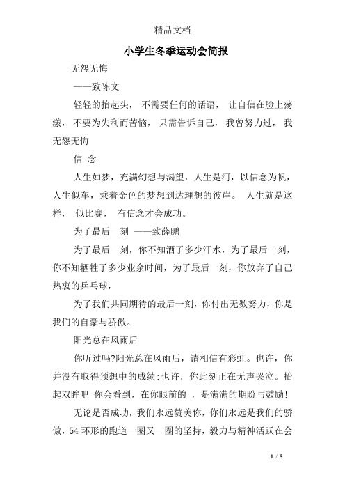 小学生冬季运动会简报