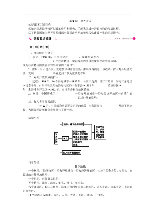 统编人教部编版历史八年级下册历史第9课  对外开放