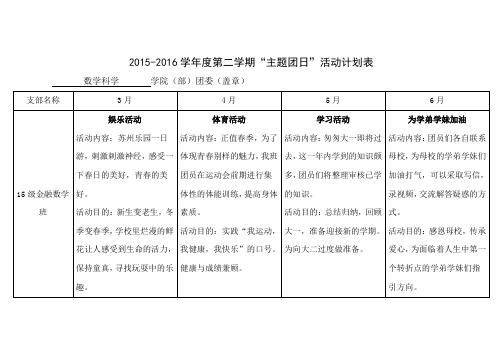 第二学期15级金融数学班计划表