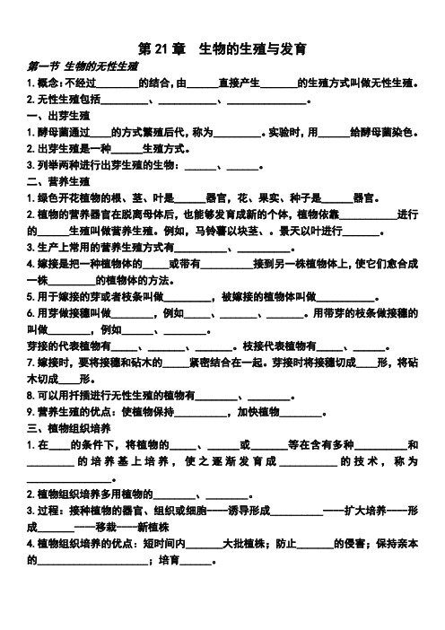 苏教版八年级生物下册期中知识点汇总