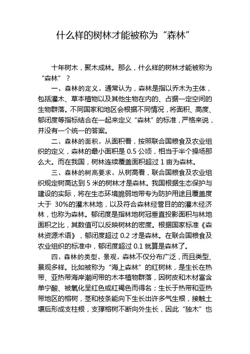 什么样的树林才能被称为“森林”