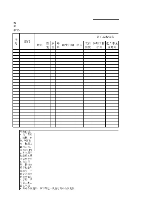 企业职工花名册