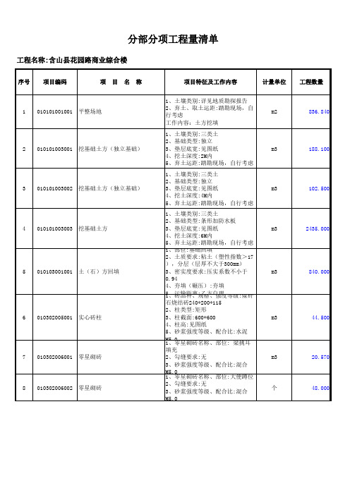 办公楼工程量清单