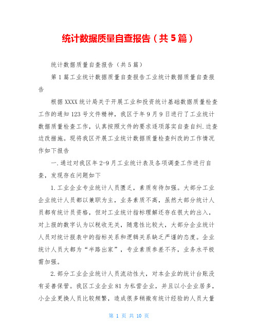 统计数据质量自查报告(共5篇)