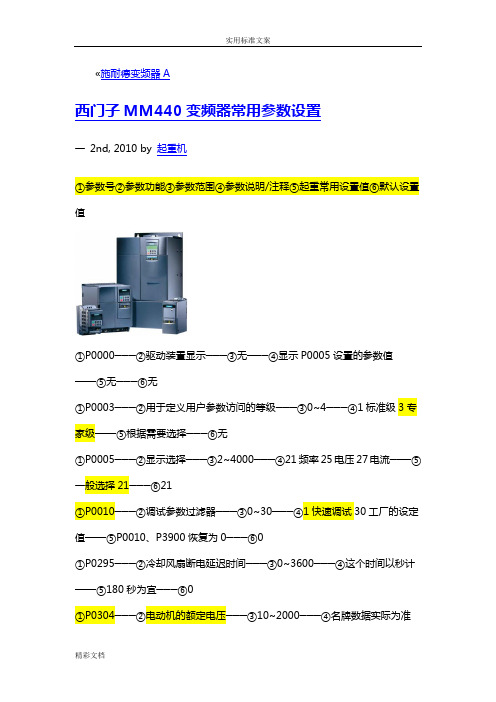 西门子MM440变频器常用全参数设置