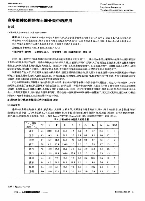 竞争型神经网络在土壤分类中的应用