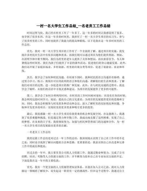 一村一名大学生工作总结_一名老员工工作总结