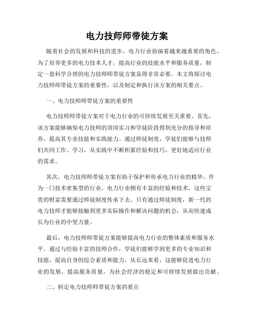 电力技师师带徒方案