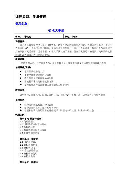 QC七大手法培训大纲