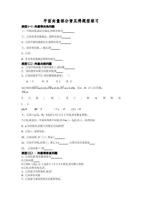 平面向量部分常见的考试题型总结