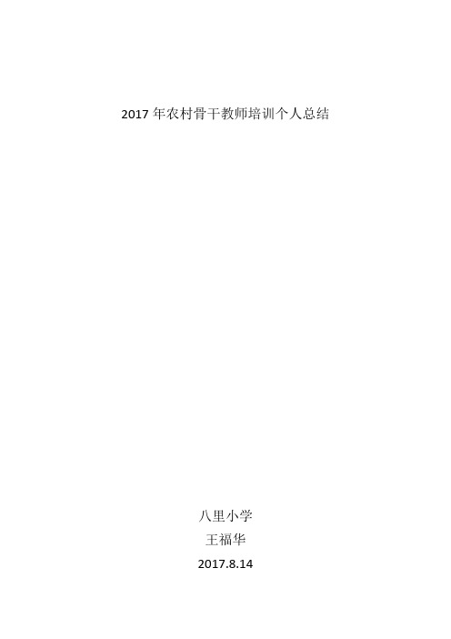 2017年农村骨干教师培训个人总结