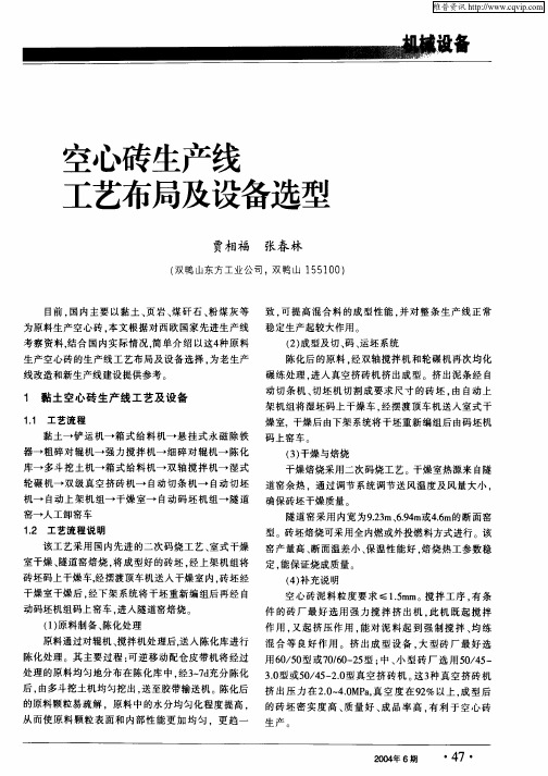 空心砖生产线工艺布局及设备选型