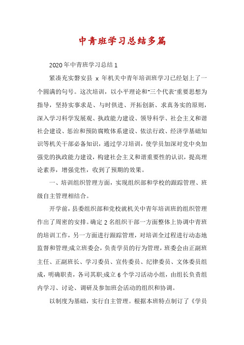 中青班学习总结多篇