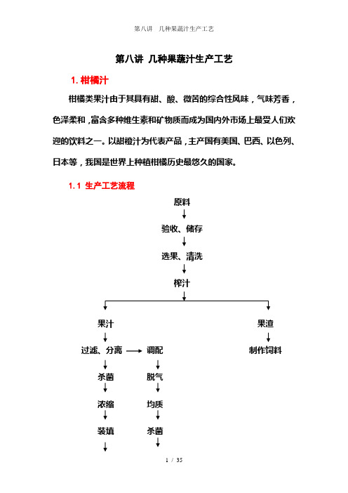 第八讲---几种果蔬汁生产工艺