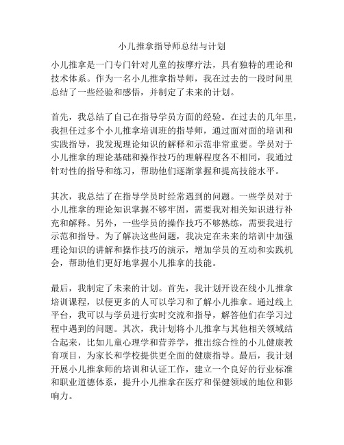 小儿推拿指导师总结与计划