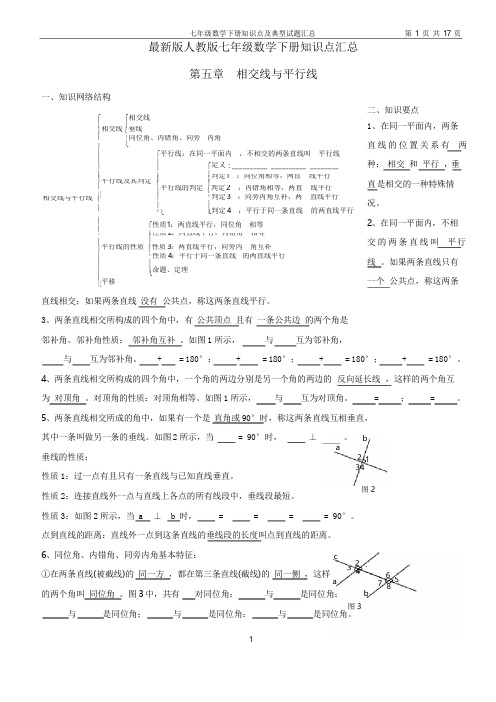 新人教版七年级数学下册知识点及典型试题汇总