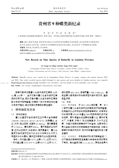 贵州省9种蝶类新纪录