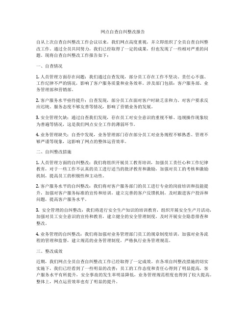 网点自查自纠整改报告