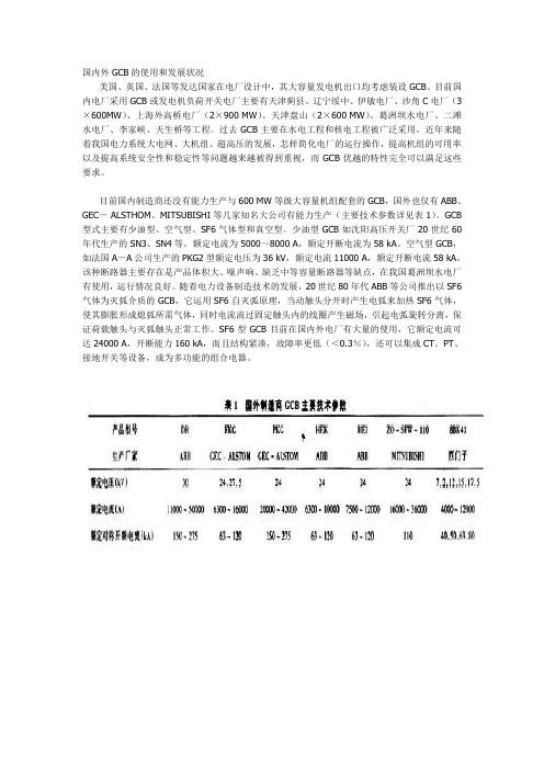 国内外GCB的使用和发展状况