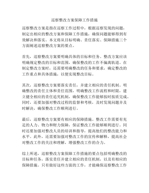 巡察整改方案保障工作措施